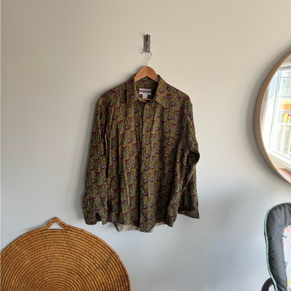 Vintage NAK Green and Purple Patterned Button-Down Shirt - Picture 1 of 7